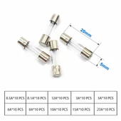 Cam Tüp Sigorta Seti 100 Parça  0.2A 0.3A 1A 2A 3A 5A 8A 10A 15A 20A Yüksek Voltaj Aşırı Akım Kısa Devre Televizyon Vantilatör Bilgisayar Buzdolabı Tost Makinesi thumbnail 7