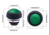12mm PBS-33B 2 Pin Push Buton Yeşil  ON OFF 1A 250V Mini Yuvarlak Su Geçirmez Anahtar Momentary Switch - 7