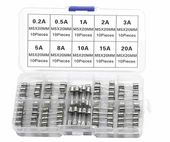 Cam Tüp Sigorta Seti 100 Parça  0.2A 0.3A 1A 2A 3A 5A 8A 10A 15A 20A Yüksek Voltaj Aşırı Akım Kısa Devre Televizyon Vantilatör Bilgisayar Buzdolabı Tost Makinesi thumbnail 6