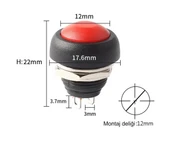 12mm PBS-33B 2 Pin Push Buton Kırmızı  ON OFF 1A 250V Mini Yuvarlak Su Geçirmez Anahtar Momentary Switch thumbnail 7