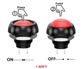 12mm PBS-33B 2 Pin Push Buton Kırmızı  ON OFF 1A 250V Mini Yuvarlak Su Geçirmez Anahtar Momentary Switch thumbnail 3