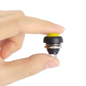 12mm PBS-33B 2 Pin Push Buton Sarı  ON OFF 1A 250V Mini Yuvarlak Su Geçirmez Anahtar Momentary Switch thumbnail 2
