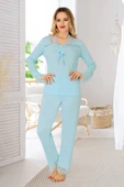 Mavi Penye Pijama Takımı - 1631 - 1