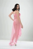 Pembe Petli Tül Şifon Gecelik - 230 - 3