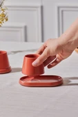 Karaca Equal 2 Kişilik Kiremit Lokumluklu Kahve Fincan Takımı 80 ml - 1