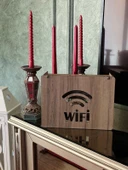 Modem Saklama Kutusu - 25x18x9 Cm Dekoratif Ahşap Modem Saklama Kutusu Modem Rafı - 1