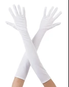 Beyaz Renk Dirseğe Kadar Uzun Kumaş Eldiven 40 Cm - 1