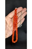 SIKMA ÇUBUK KEHRİBAR TESBİH TURUNCU RENK KAPSÜL KESİM T-433 - 2