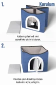 TİNEKE  Sevimli Katlanır Taşınabilir Çok Fonksiyonlu Kapalı Kedi Evi Yatağı KAHVERENGİ thumbnail 9