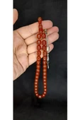 ÇUBUK KEHRİBAR TESBİH KAHVERENGİ KAPSÜL KESİM T-428 - 2