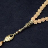 Gümüş İmame Gümüş Püskül Küre Kesim 8.x8 mm Doğal Gül Kuvars Taşı Tesbih thumbnail 2