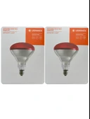 (2 Adet) Ledvance 250W Kızılötesi (infrared) Isıtıcılı Hayvan Isıtma ve Fizik Tedavi Lambası (Kırmızı Işık) E27 (Kalın Duy) thumbnail 1