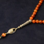 Gümüş İmame Gümüş Püskül Küre Kesim 8x8 mm Doğal Akik Taşı Tesbih thumbnail 2