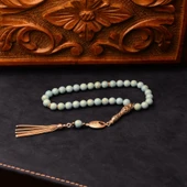 Gümüş İmame Gümüş Püskül Küre Kesim 8.5x8.5 mm Doğal Firuze Taşı Tesbih thumbnail 1