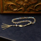 Gümüş İmame Gümüş Püskül Küre Kesim 8.x8 mm Doğal Termal Kuvars Taşı Tesbih thumbnail 1