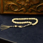 Gümüş İmame Gümüş Püskül Küre Kesim 8x8 mm Doğal Sedef Taşı Tesbih thumbnail 1