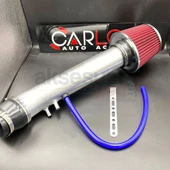 Kırmızı Renk Spor Açık Hava Filtresi Gümüş Renk Krom Borulu Boru Çapı 7,6cm Uzunluk 45cm - 2