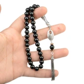 Gümüş İmame Gümüş Püskül Küre Kesim 8x8 mm Doğal Oniks Taşı Tesbih thumbnail 3