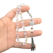 Gümüş İmame Gümüş Püskül Küre Kesim 8.x8 mm Doğal Termal Kuvars Taşı Tesbih thumbnail 3