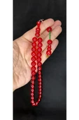 ÇUBUK KEHRİBAR TESBİH KÜRE KESİM KIRMIZI RENK T-416 - 1