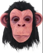 Siyah Saçlı Kafaya Tam Geçmeli Lateks Şempanze Maskesi - Lateks Maymun Orangutan Goril Maske Et Maske thumbnail 1