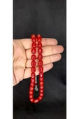 ÇUBUK KEHRİBAR TESBİH KIRMIZI RENK KAPSÜL KESİM T-441 - 2