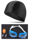 3lü Set Havuz Deniz Yüzücü Gözlüğü Boneli Tıkaçlı UV Korumalı Yüzme Seti - 2