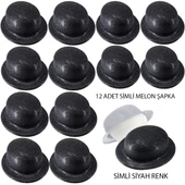 Siyah Renk Simli Melon Yulak Parti Şapkası 12 Adet - 1