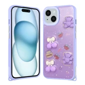 Apple iPhone 13 Kılıf Parlayan Simli Kabartma Figürlü Zore Cevze Kapak thumbnail 12