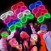 Glow Model 3 Farklı Fonksiyonlu Işıklı Panjur Parti Gözlüğü Karışık Renk 12 Adet - 1