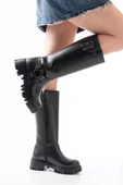 868-3026 Siyah Toka Aksesuarlı Fermuarlı Günlük Kadın Çizme thumbnail 2