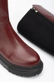 812-305 Bordo Arkası Streç Fermuarlı Günlük Kadın Çizme thumbnail 5