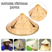 Naturel Renk Cambodia Kamboçyalı Vietnam Şapkası Pvc Hasır - 1
