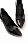 ST-001 Siyah Rugan Günlük 9 cm Topuklu Bayan Stiletto Ayakkabı - 5