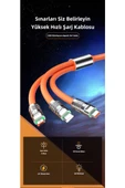 6A 120W 3 in 1 Usb to Type-C + Micro Usb + Lightning Hızlı Şarj Kablosu Silikon Kablo 1 Metre - 5