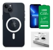 Vendas iPhone 14 Uyumlu ( iPhone 14 ) Magsafe Şarj Destekli Darbe Dirençli Fit Hard Silikon Kılıf + Kamera Lens + Seramik Nano Ekran Koruyucu - 2