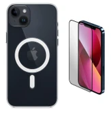 Vendas iPhone 14 Plus Uyumlu (14 Plus) Magsafe Şarj Destekli Darbe Dirençli Fit Hard Silikon Kılıf + Cam Ekran Koruyucu thumbnail 1