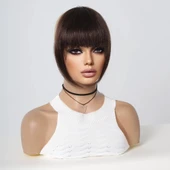 Yoğun Gerçek Saç Perçem - Koyu Kestane thumbnail 2