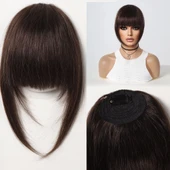 Yoğun Gerçek Saç Perçem - Koyu Kestane thumbnail 4