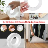 Çift Taraflı Nano Bant Suya Dayanıklı Yıkanabilir Güçlü Yapıştırma Bandı Şeffaf 18 mm x 2 Metre - 4