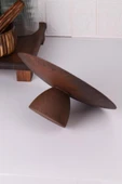 Akasya Ağacından Yuvarlak Ahşap Sunumluk Pasta Servis Tabağı – 25cm - 3