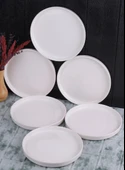 Bambum 6'lı Handmade 20 Cm Beyaz İnci Pasta Tabak Seti - Tatlı Tabağı Seti - 2