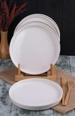 Bambum 6'lı Handmade 20 Cm Beyaz İnci Pasta Tabak Seti - Tatlı Tabağı Seti - 3