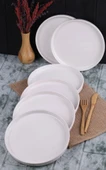 Bambum 6'lı Handmade 20 Cm Beyaz İnci Pasta Tabak Seti - Tatlı Tabağı Seti - 1