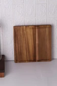 Atby Akasya Doğal Ahşap Ayaklı Kare Sunum Tepsisi Kahvaltı Peynir Meze Servis Tahtası 26x26cm - 3