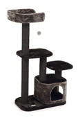 Beeztees Kedi Tırmalama ve Oyun Evi, Siyah/Gri, 60x40x115cm thumbnail 1