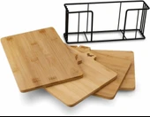 Bambu Standlı Kesme Tahtası 4lü Set - M7B11 - 4