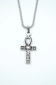 Ankh Anahtarı - Nil'in Anahtarı Gümüş Kaplama Örme Zincir Kolye thumbnail 1