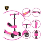 Lisanslı L5 2in1 Katlanabilir Oturaklı Işıklı 3 Tekerlekli Çocuk Scooter Sarı - 3