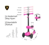 Lisanslı L5 2in1 Katlanabilir Oturaklı Işıklı 3 Tekerlekli Çocuk Scooter Sarı - 5